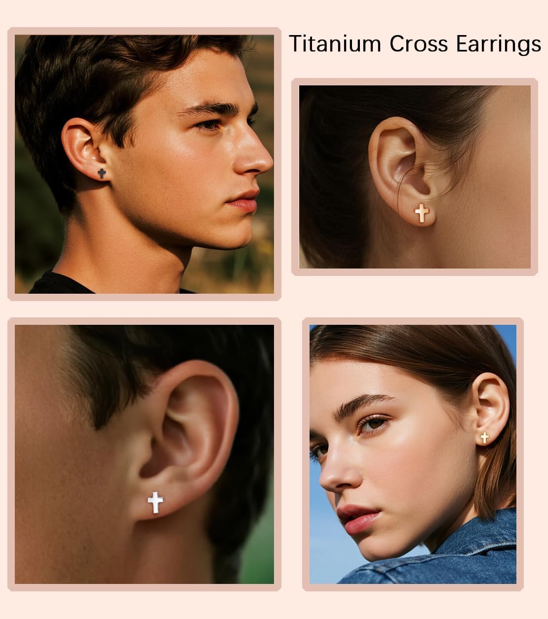 Limerencia Titanium Stud Earrings - Hypoallergenic Earrings for Women Men Sensitive Ears - Minimalist Jewelry Flatback Cross Bolt Cartilage Earrings - Image 5