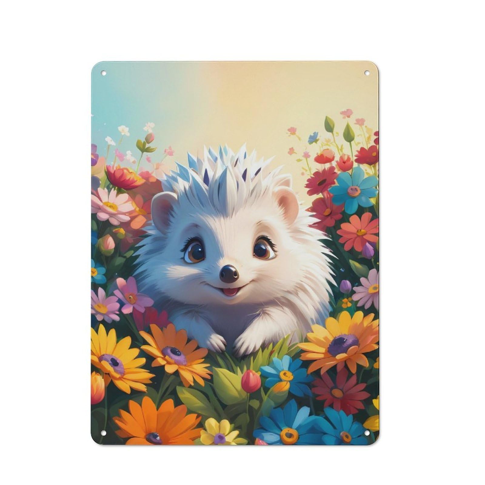 Junmoney Hedgehog Tin Wall Plaque 40X30cm With For Guest Room Or Hallway, For Metal Sign Collectors, For Garage And Workshop Walls