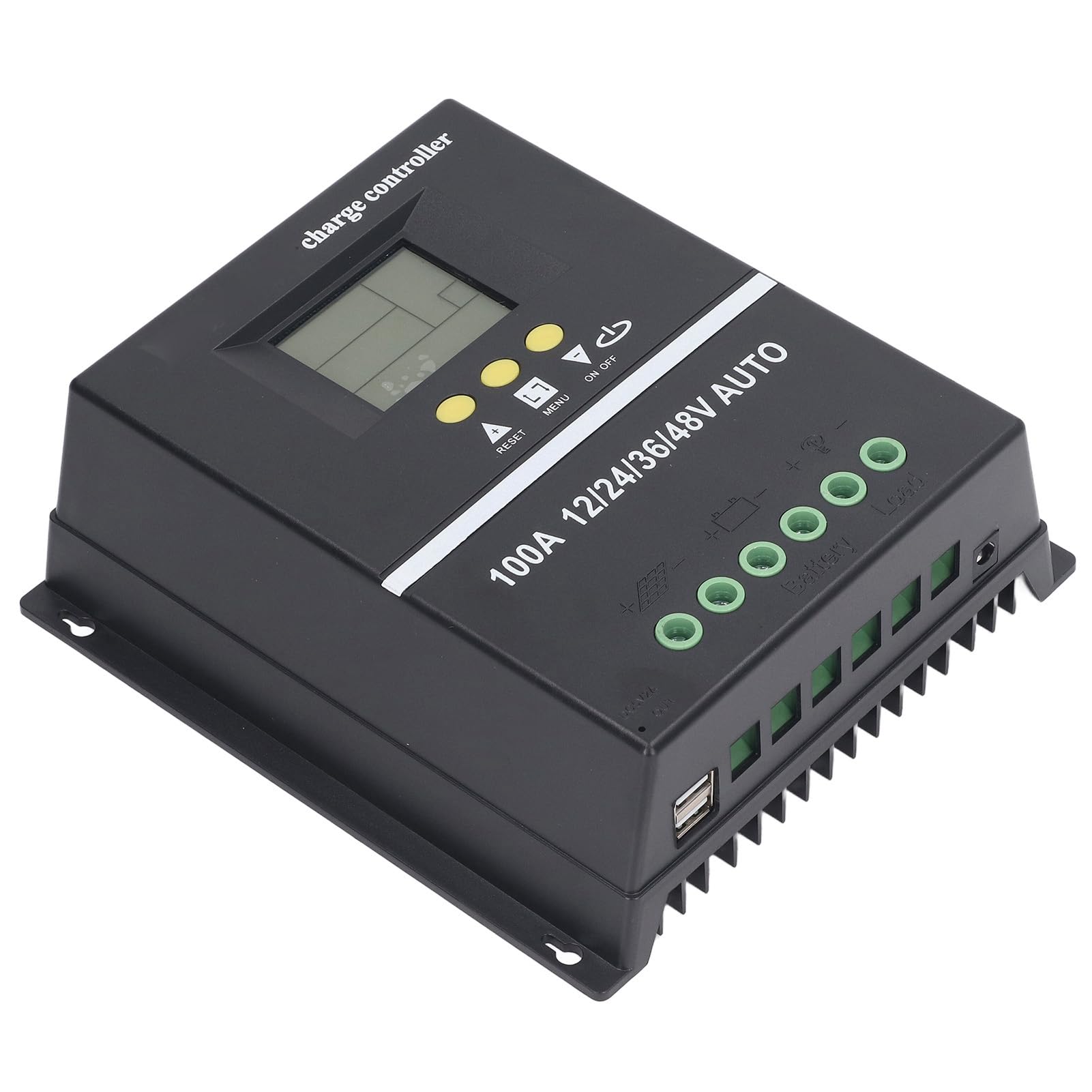 Regolatore di Carica Solare MPPT 100A 12V 24V 36V 48V Adattivo | Regolatore del Pannello Solare, Doppie Porte USB, Display Retroilluminato, ABS, Batterie Al GEL , Off-grid, Sistemi