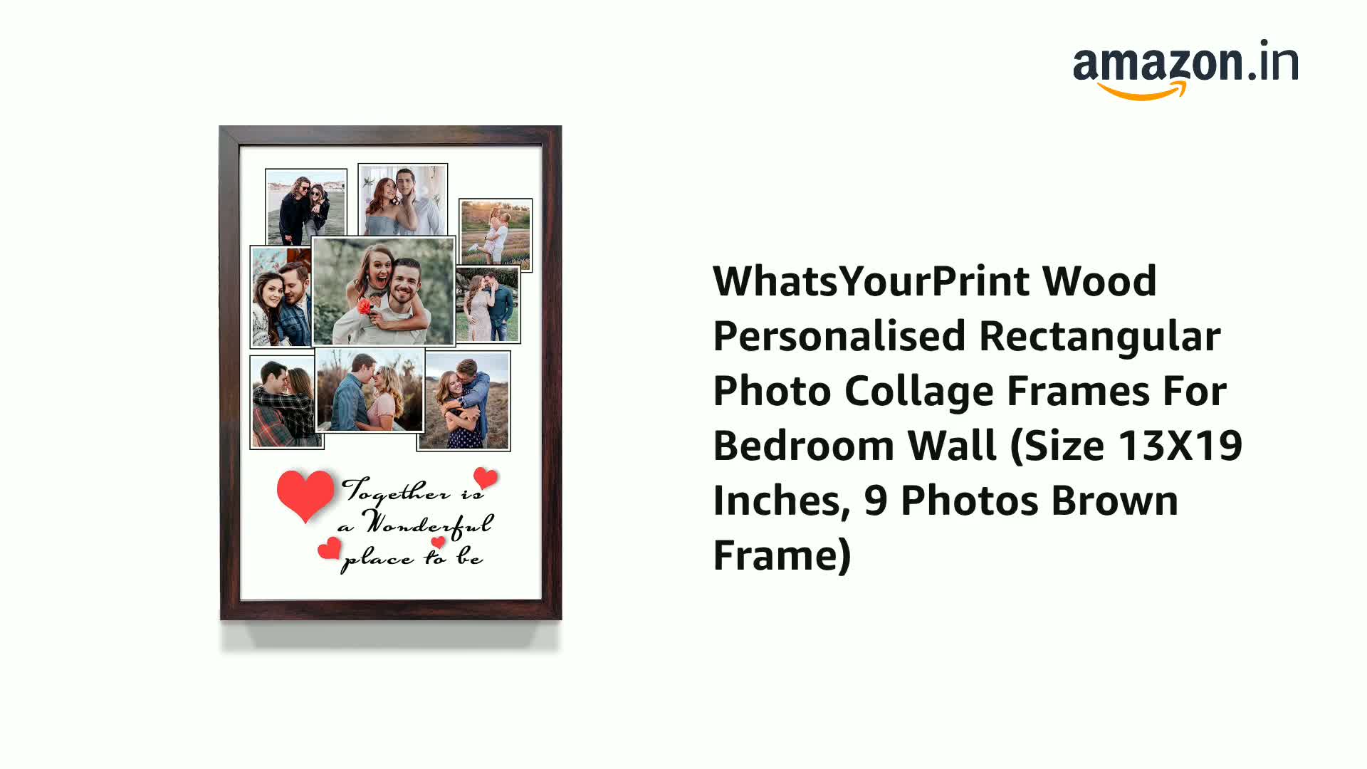 WhatsYourPrint Wood Personalised Rectangular Photo Collage Frames