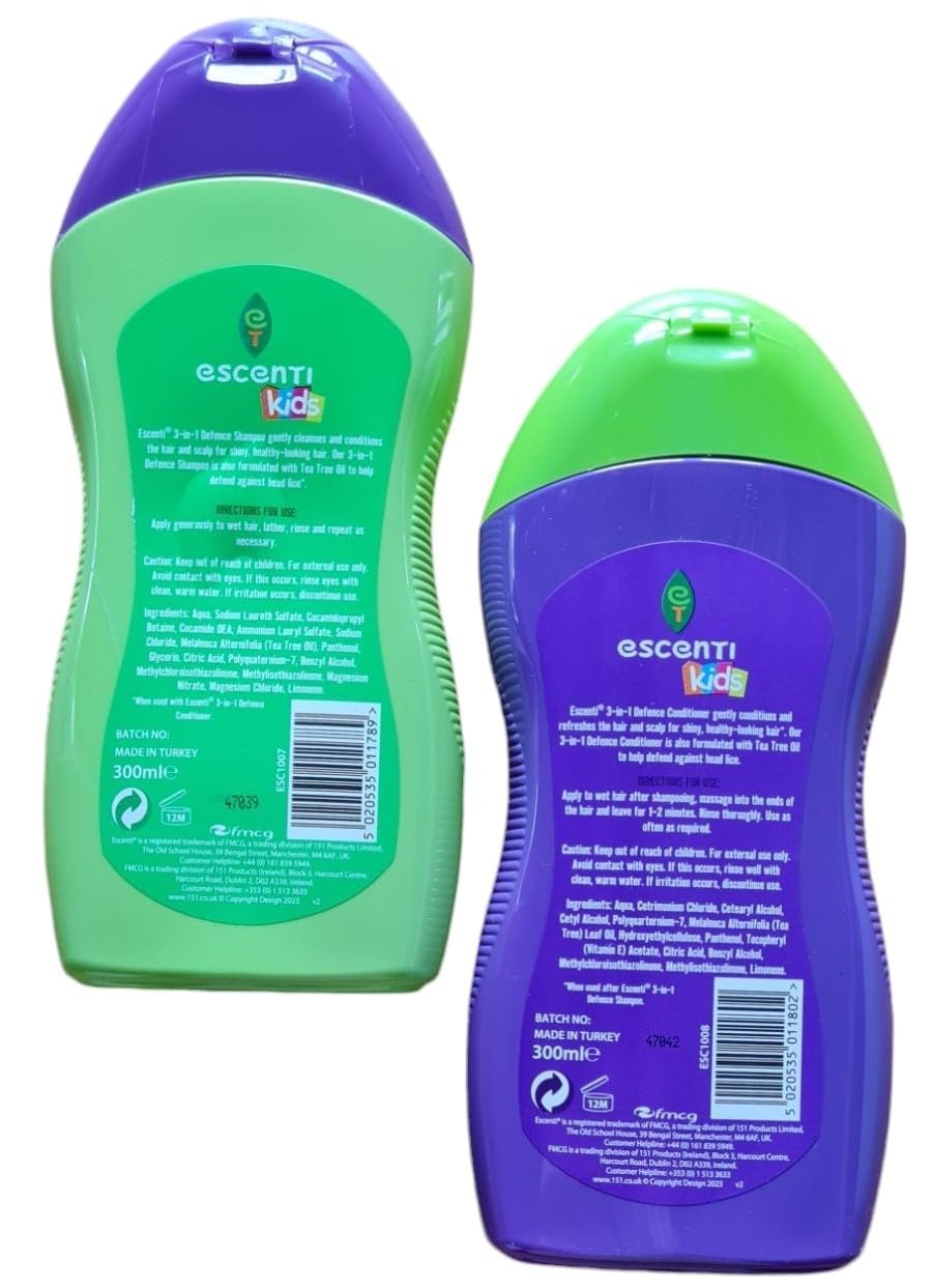 Approved Kids Lice Repellent 3 in 1 Defence Shampoo & Conditioner duo set. 300ml Shampoo cleans - Image 4