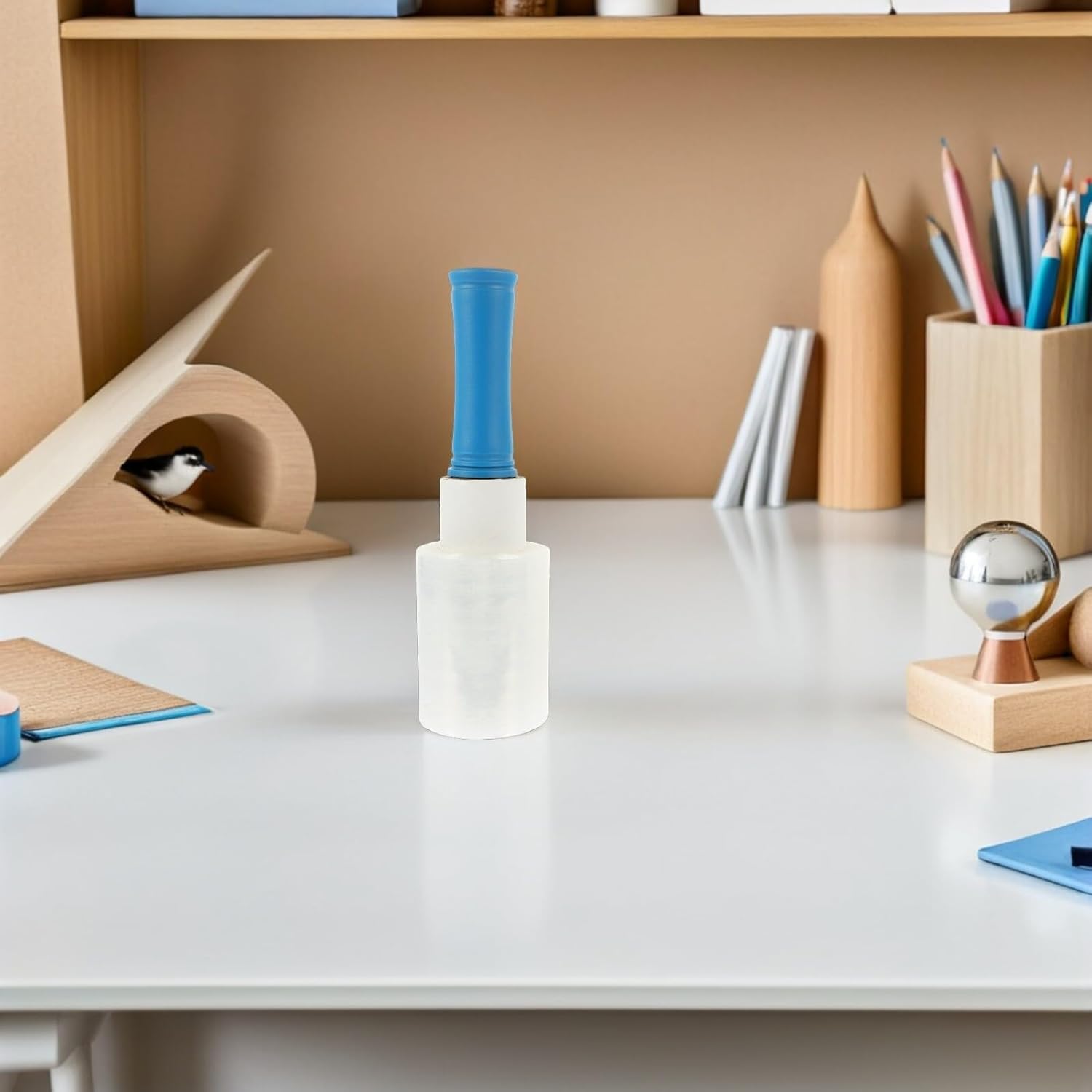 Industrial Stretch Wrap Film Rolls 0.02mm X 10cm X 150m 4pcs with Blue Handle, Plastic Cling Film for Packing, Shipping, and Moving Supplies