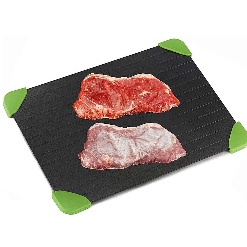 Jingqianliu Black Non-Stick Defrosting Tray Thaw Board Plate,Fast Defrosting Tray For Frozen Food Thawing Plate Defrost Meat/Frozen Food Quickly Without Electricity Microwave Hot Water Or Any Other Tools,…