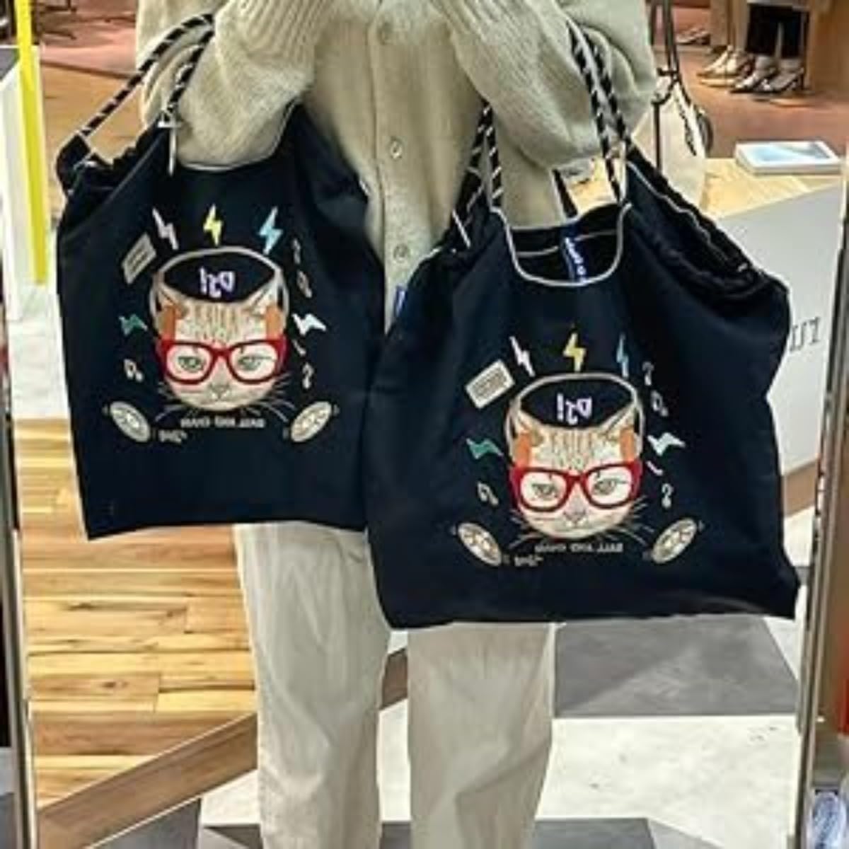 [Wafity] ボールチェーン エコバッグ リュック コンパクト オシャレ 刺繍 繰り返し使用 買い物袋 日系 軽量 大容量 収納