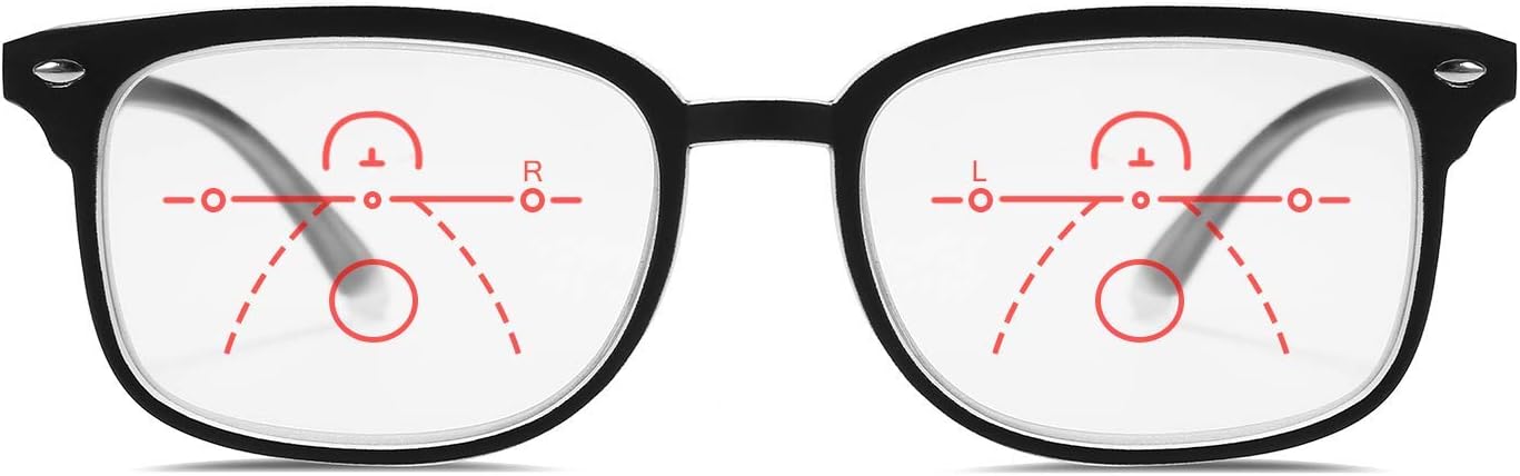 FEISEDY Progressive Multifocal Reading Glasses Blue Light Blocking Reader Glasses TR90 Frame Women Men B2497