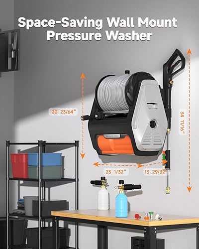 Miniatura 5 de Giraffe Tools Lavadora a presión montada en la pared PRO con motor sin escobillas mejorado de 1800 W, lavadora de energía eléctrica máxima de 3700