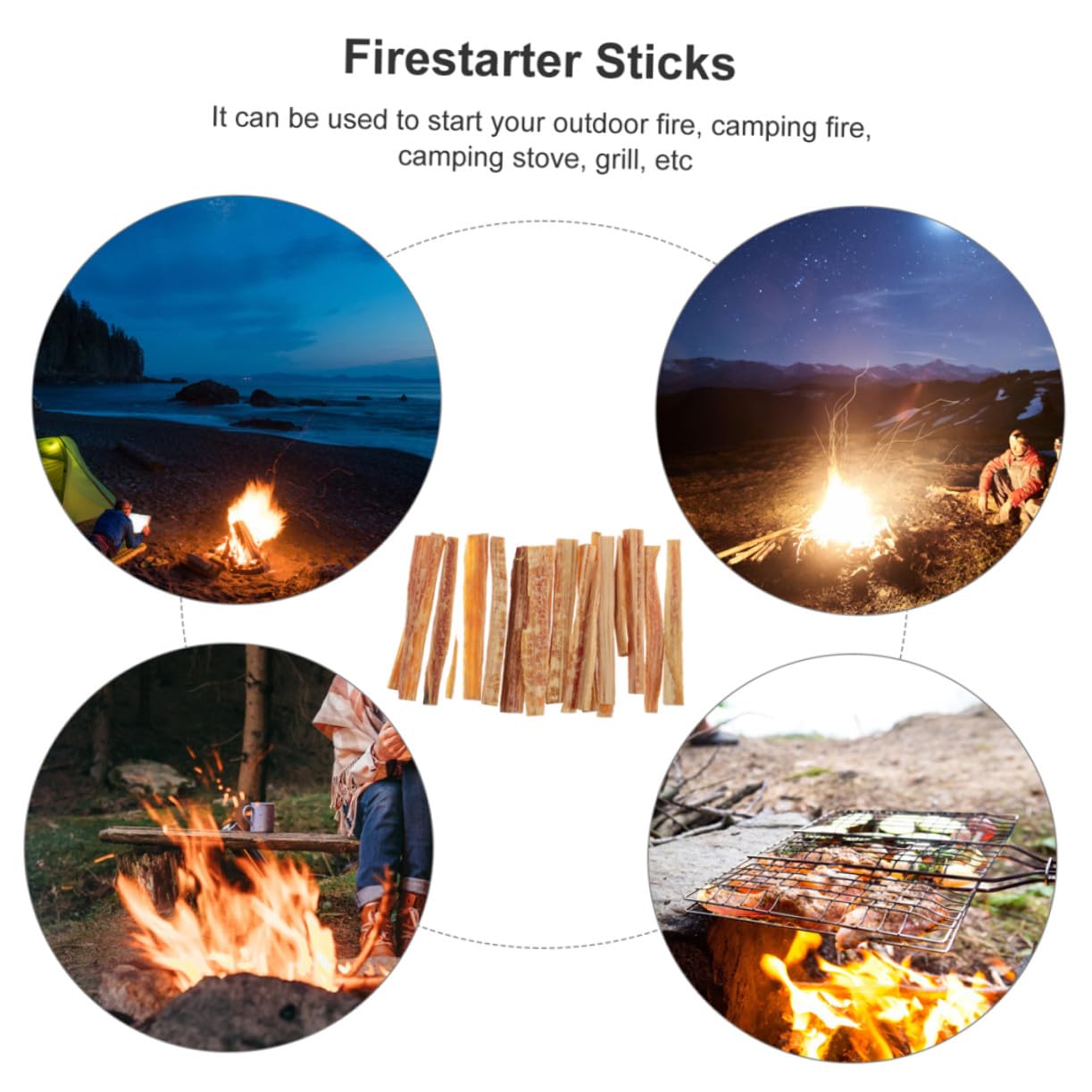 BESTonZON Bâtonnets Allume-feu Naturels Rapides Bois Séché pour Camping Et Barbecue Feu De Bois sans Danger 1 Lot Portable Utilisation Intérieure Extérieure Loisirs De Plein Air Survie
