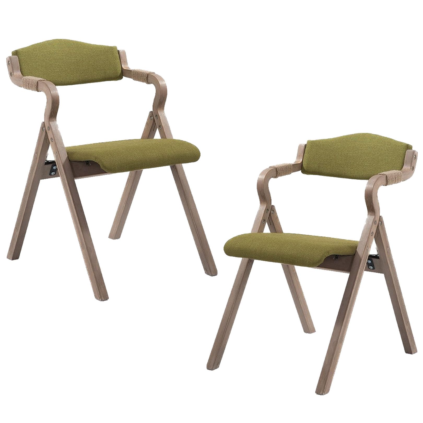 Amazon｜ベージュ折りたたみダイニングチェア2脚セット、無垢材