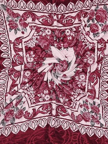 Image of Monte Carlo Regal Gold Double Bed Winter Blanket Single Ply 510 GSM | 2.5 KG (210 x 205 CM) Maroon White 04