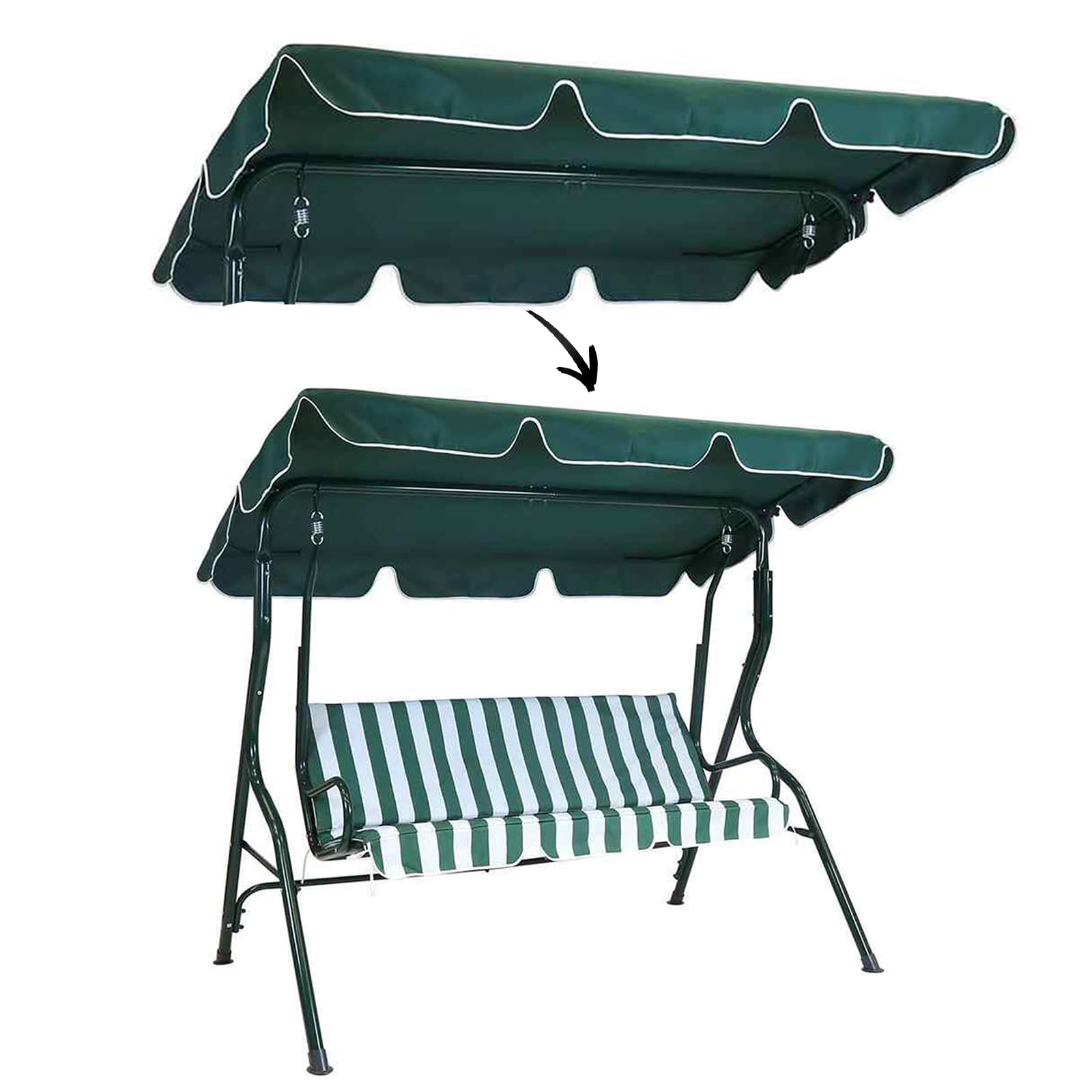 Cubierta De Toldo para Columpio, Toldo para Columpio Impermeable Resistente A Los Rayos UV, para Columpios De Exterior De JardíN De Patio De CéSped,Dark Green,55.9 * 47.2 * 5.9in