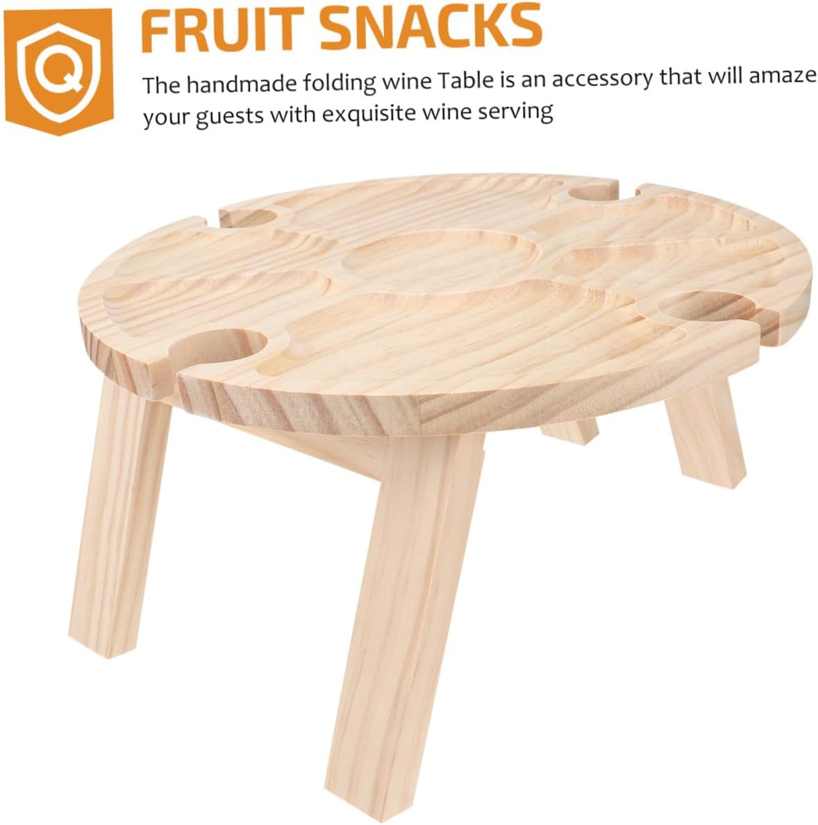 1pc Wooden Picnic Wine Table Portable Folding Outdoor Table for Camping Beach and Wine Parties Lightweight and Compact Design