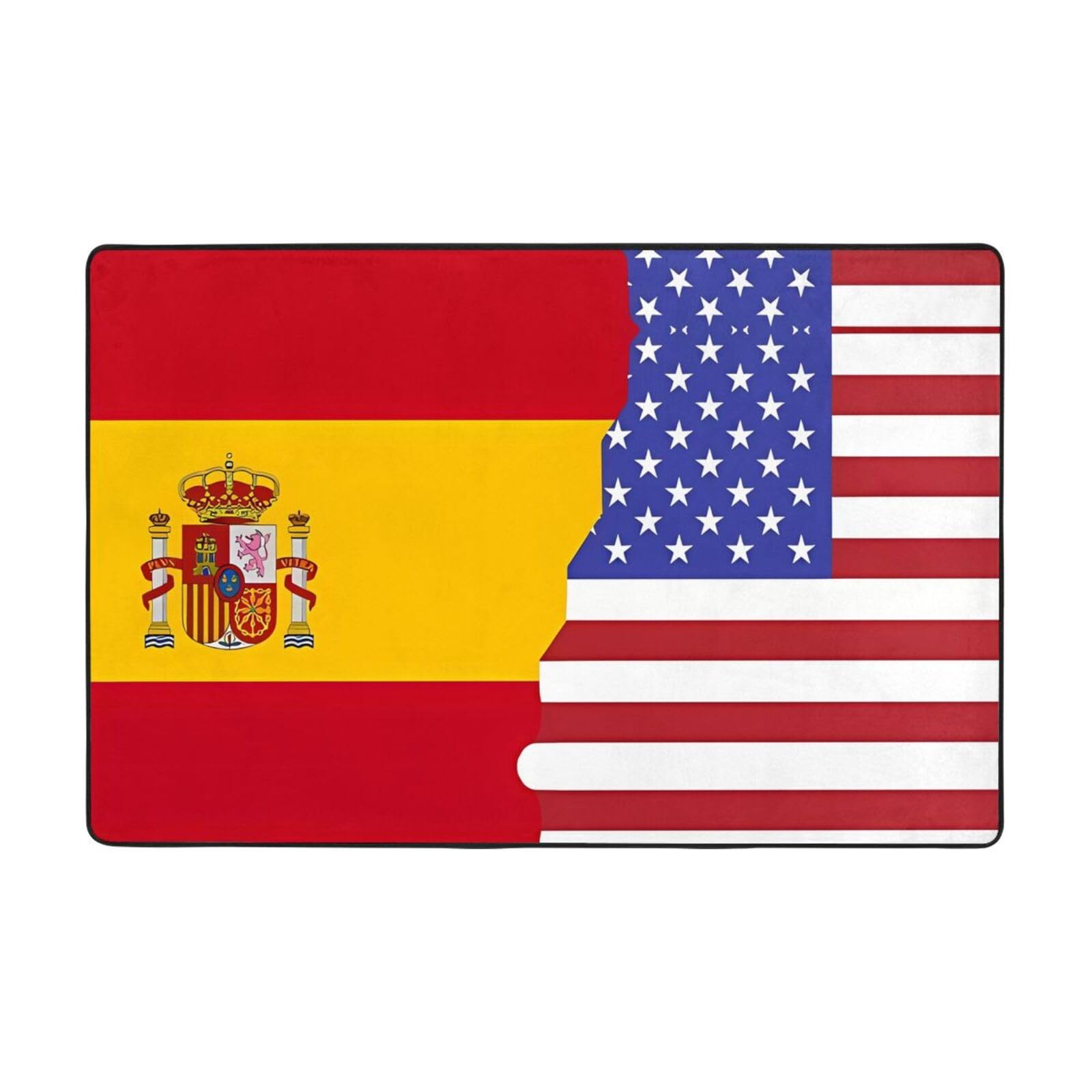 Tapete de franela de 36x24 pulgadas HYTTER suave con banderas de España y EEUU