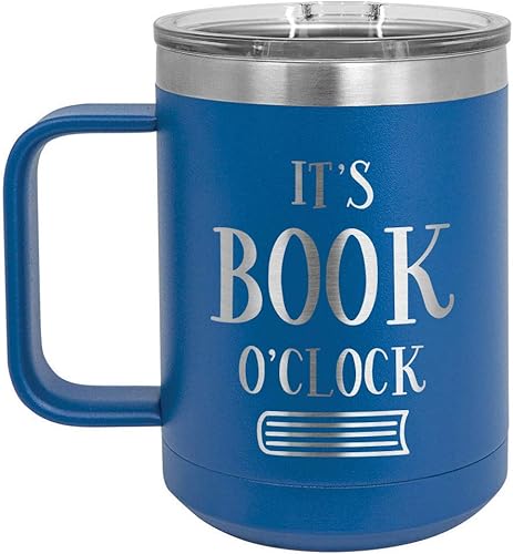Miniatura 10 de IT'S BOOK O'CLOCK Coral 15 oz Taza de café con tapa deslizante  Taza de café de viaje aislada  Ideas de regalos de cumpleaños o Navidad de mujeres u