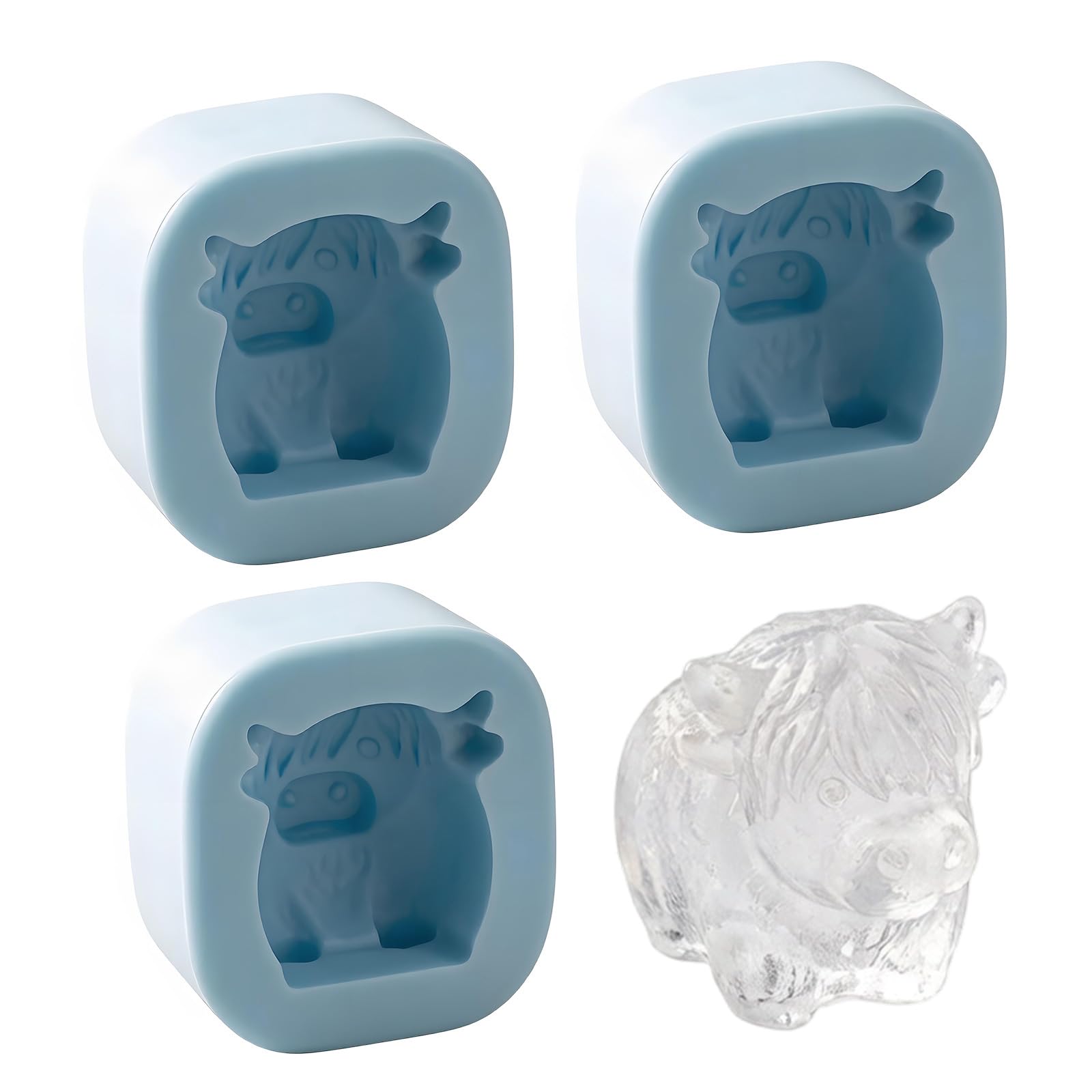 TQUXNGA Cow Ice Tray Food Grade Silicone Cow Shape Silicone Molds for Ice Cubes Chocolate and Candy Cocktails Drinks Tiny Height Cattle Freezing Block Cast