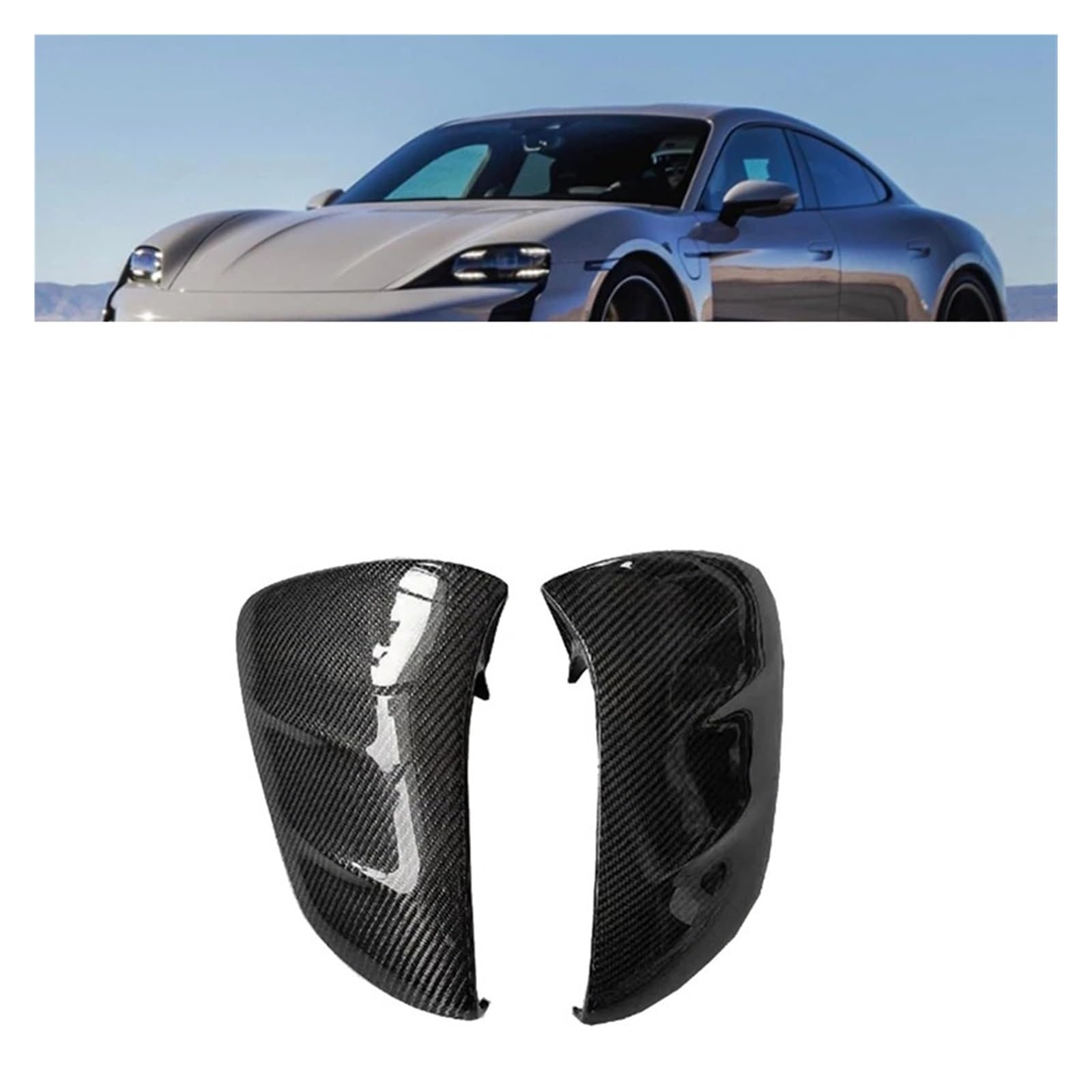Compatible For Taycan 2019-2022 Real Carbon Fiber Side Rear View Mirror Cover Trim Side Wing Mirror Caps Car Accessories