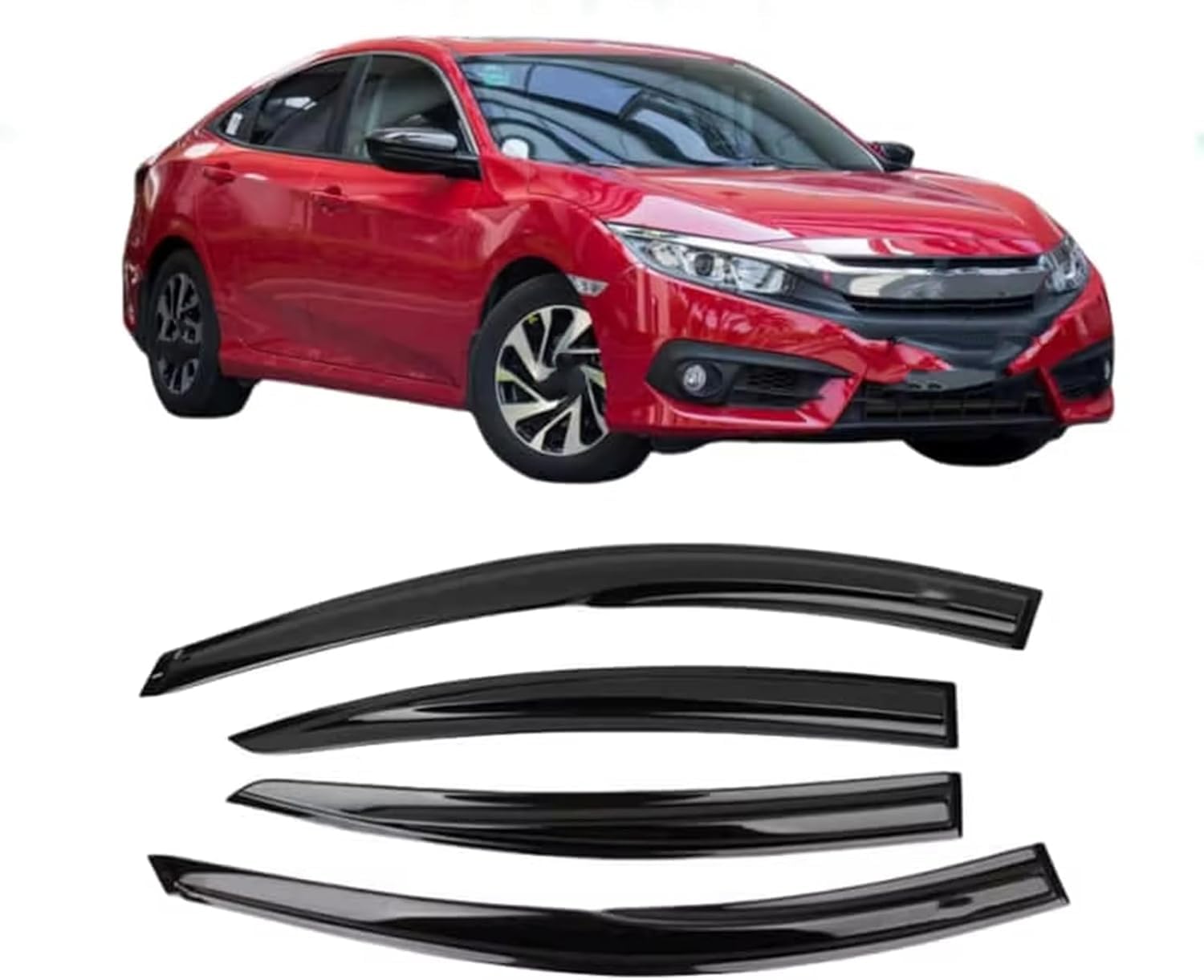 nwsplmy Wind Deflectors for Civic 2016 2017 2018 2019 Sedan, Rain Guards Window Visors, 4-Piece, Protects Against Fading & Cracks
