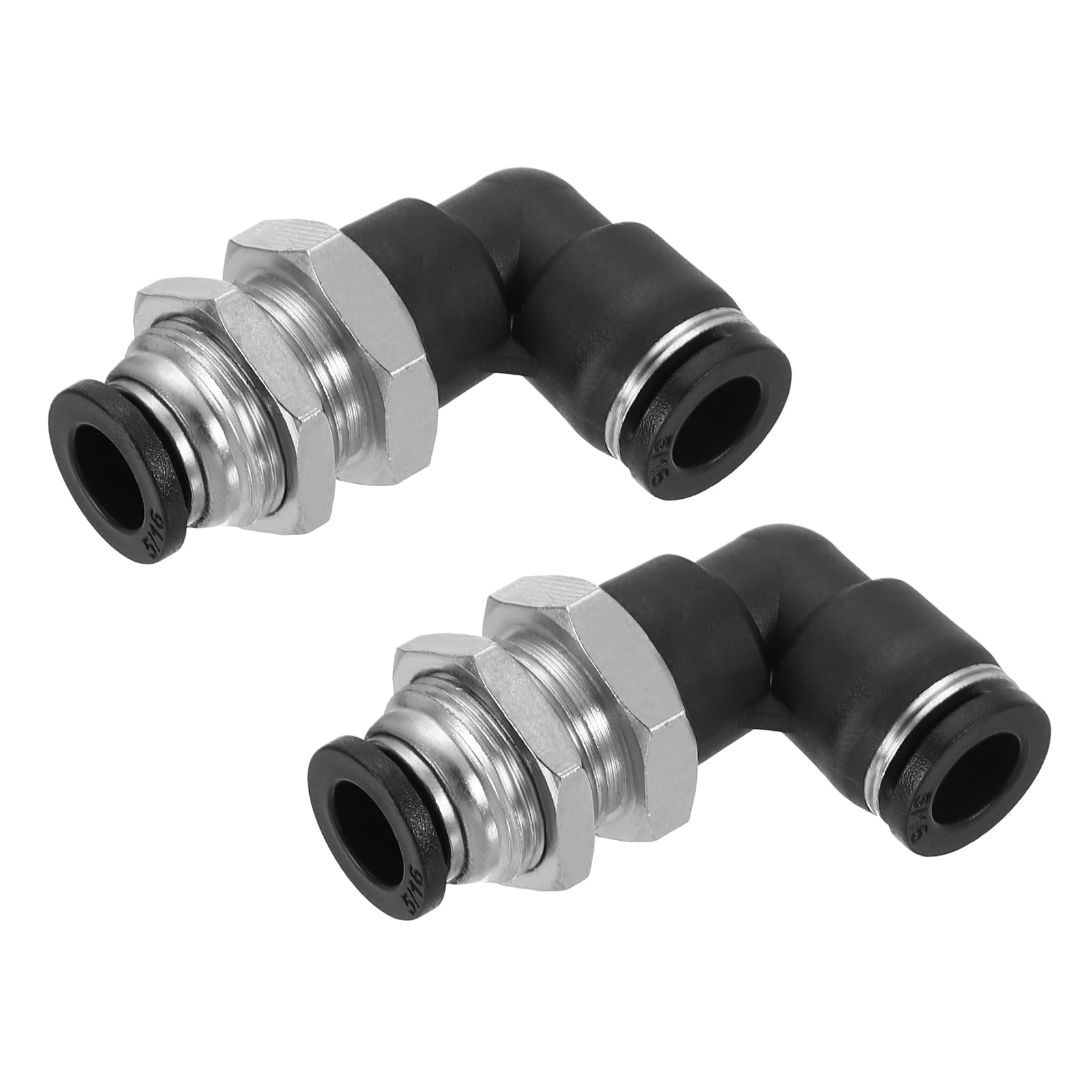 uxcell 2Pcs Push to Connect Fittings, 5/16"x5/16" Tube OD Bulkhead 90 Degree Elbow Pneumatic Quick Connect Air Fitting for Hydraulic and Pneumatic
