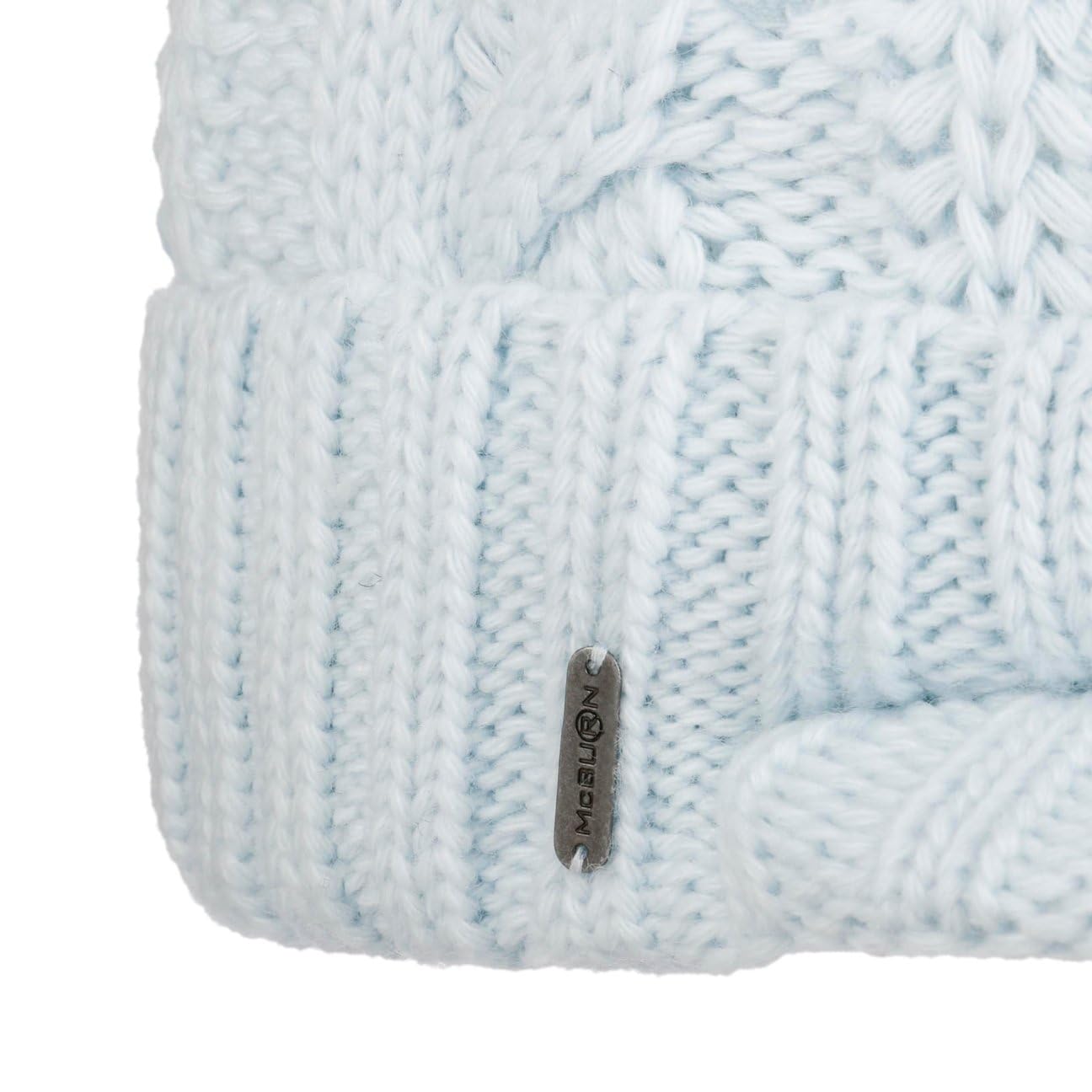 Britta Cable Knit Peak Pull On Mütze Bommelmütze Wintermütze Strickmütze Damen - Made in Italy mit Schirm, Futter, Futter Winter