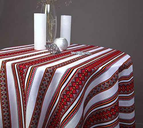 Rushnichok Decorative Tablecloth With Ukrainian Ornament Wedding Plahta Ethnic Red Black Yellow 100X150 Cm / 40"X59" #TOP4