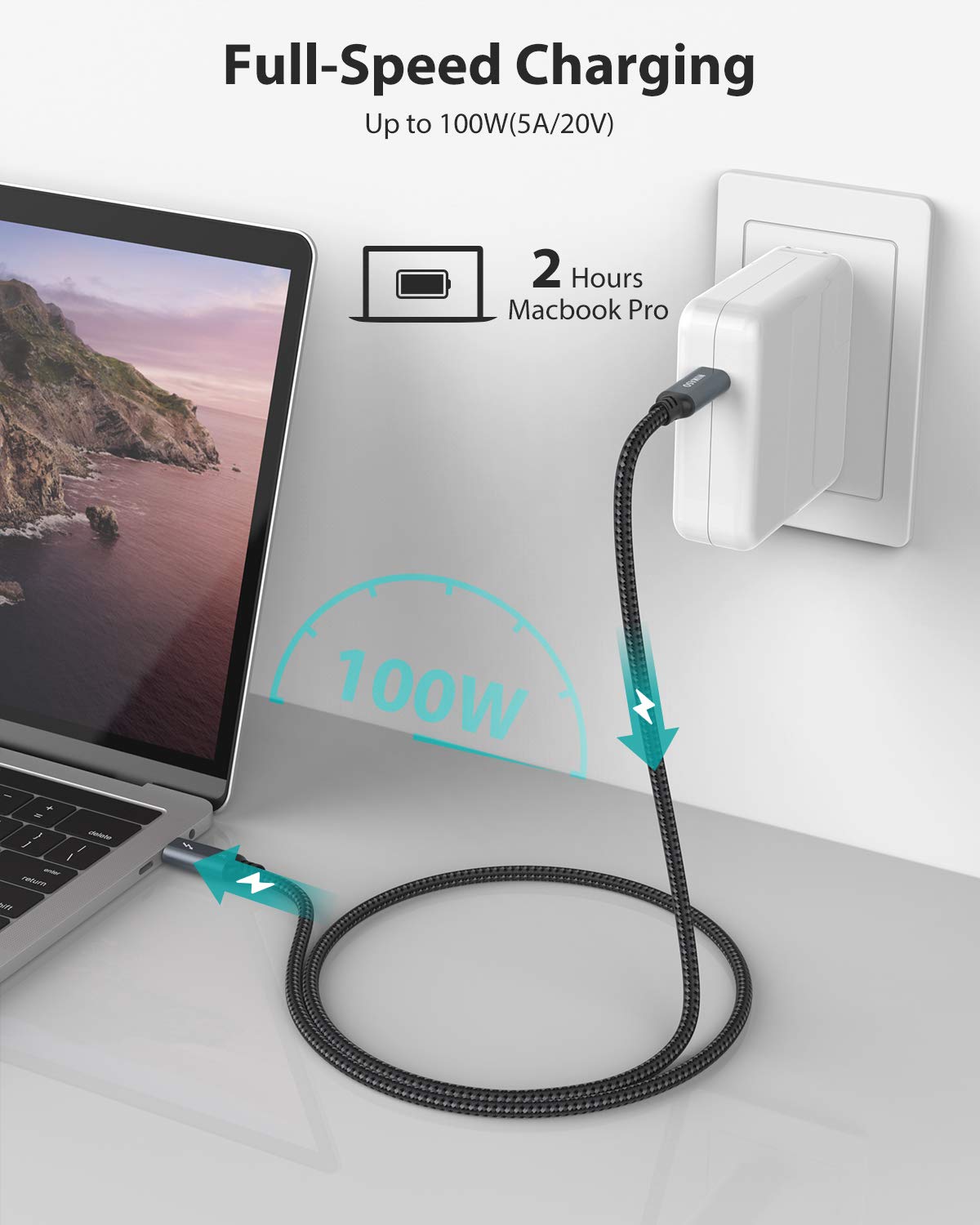 Amazon.com: Thunderbolt 3 Cable 3.3ft/1M,Nimaso USB C Thunderbolt