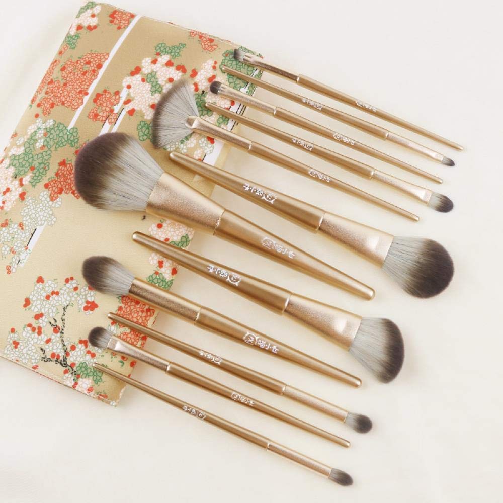 XINGYU Set di pennelli per Trucco, Pennello per ombretto, Pennello per Cipria in Polvere, Strumenti per Trucco per Principianti, 12 Confezioni di pennelli con Gru Bianca