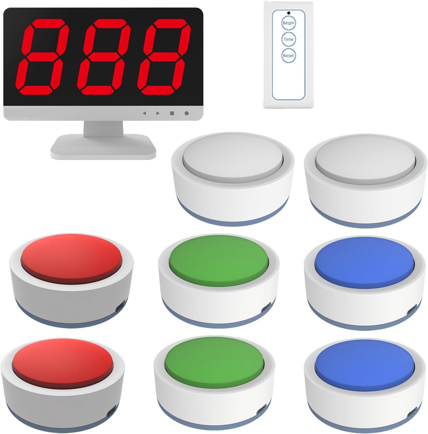 SavvyMate Game Buzzer System with Display, 8 Player Quiz Buzzers, Buzzers for Trivia Games, Game Show Buzzers, Voice Prompt Trivia Buzzer System for Classroom, Family Parties/Group Game Activities