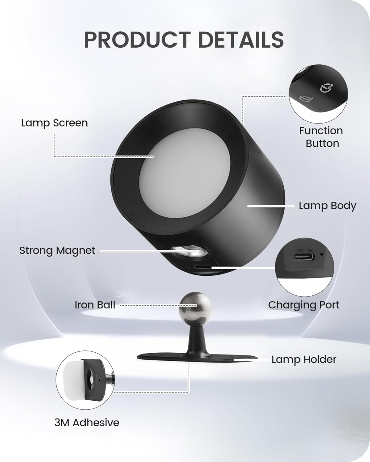 Battery Operated Wall Sconces 4 Pack, Rechargeable Wall Sconce with Remote Control, 3 Color Temp & 3 RGB & Dimmable, Wireless Wall Mount Light for Hallway, Bedroom, Black B02YBP406