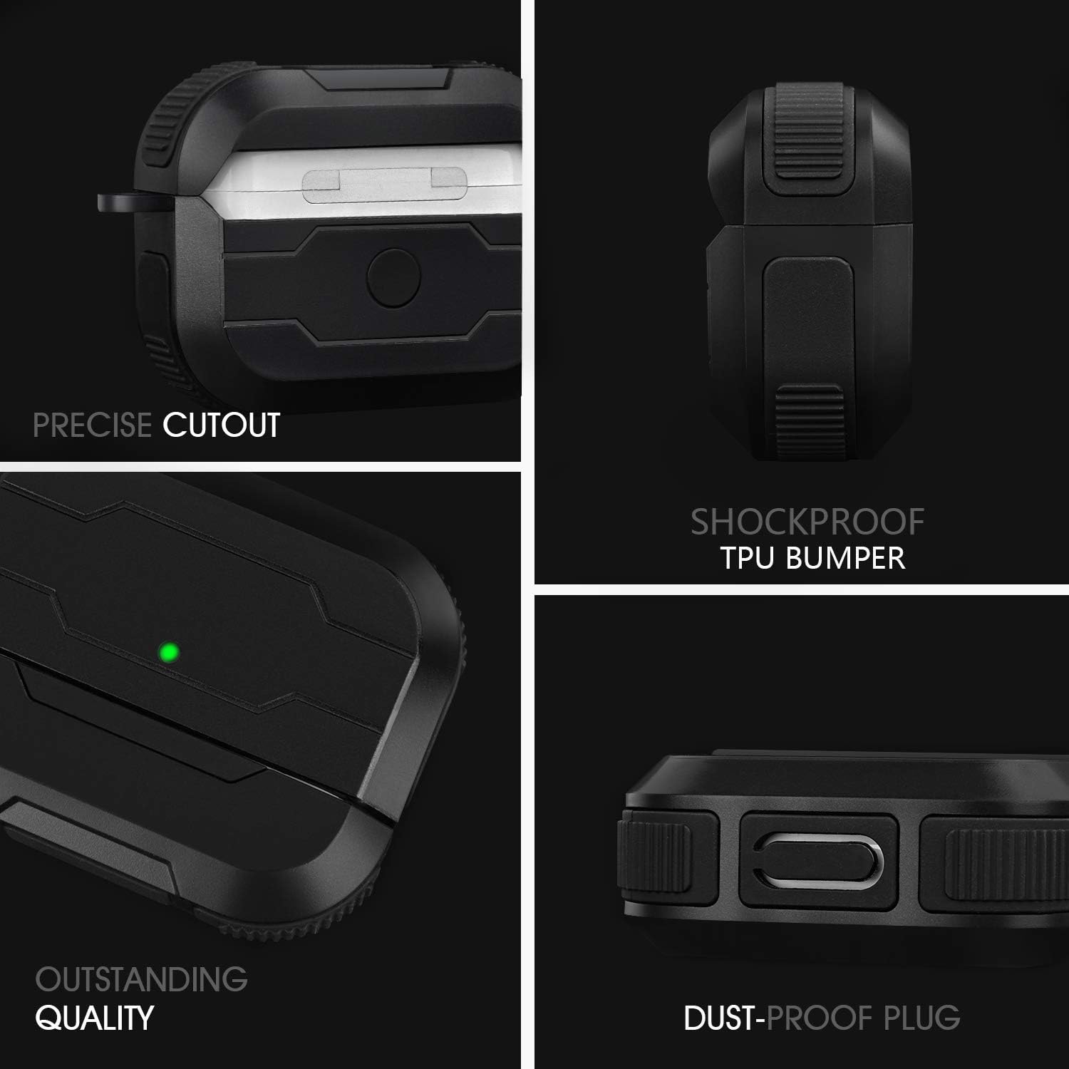 Limited AirPods Pro Case Cover, Shock-Resistant Military Protective Men AirPod Pro Cases Accessories with Metal Carabiner Keychain, Designed for Apple AirPods Pro Wireless Charging Case (Black) Limited AirPods Pro Case Cover, Shock-Resistant Military Protective Men AirPod Pro Cases Accessories with Metal Carabiner Keychain, Designed for Apple AirPods Pro Wireless Charging Case (Black)
