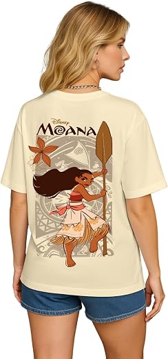 JUNEBERRY® 100% Pure Cotton Oversized Baggy Fit Official Disney Merchandise Cool &amp; Goofy Graphic Printed T-Shirt for Women...