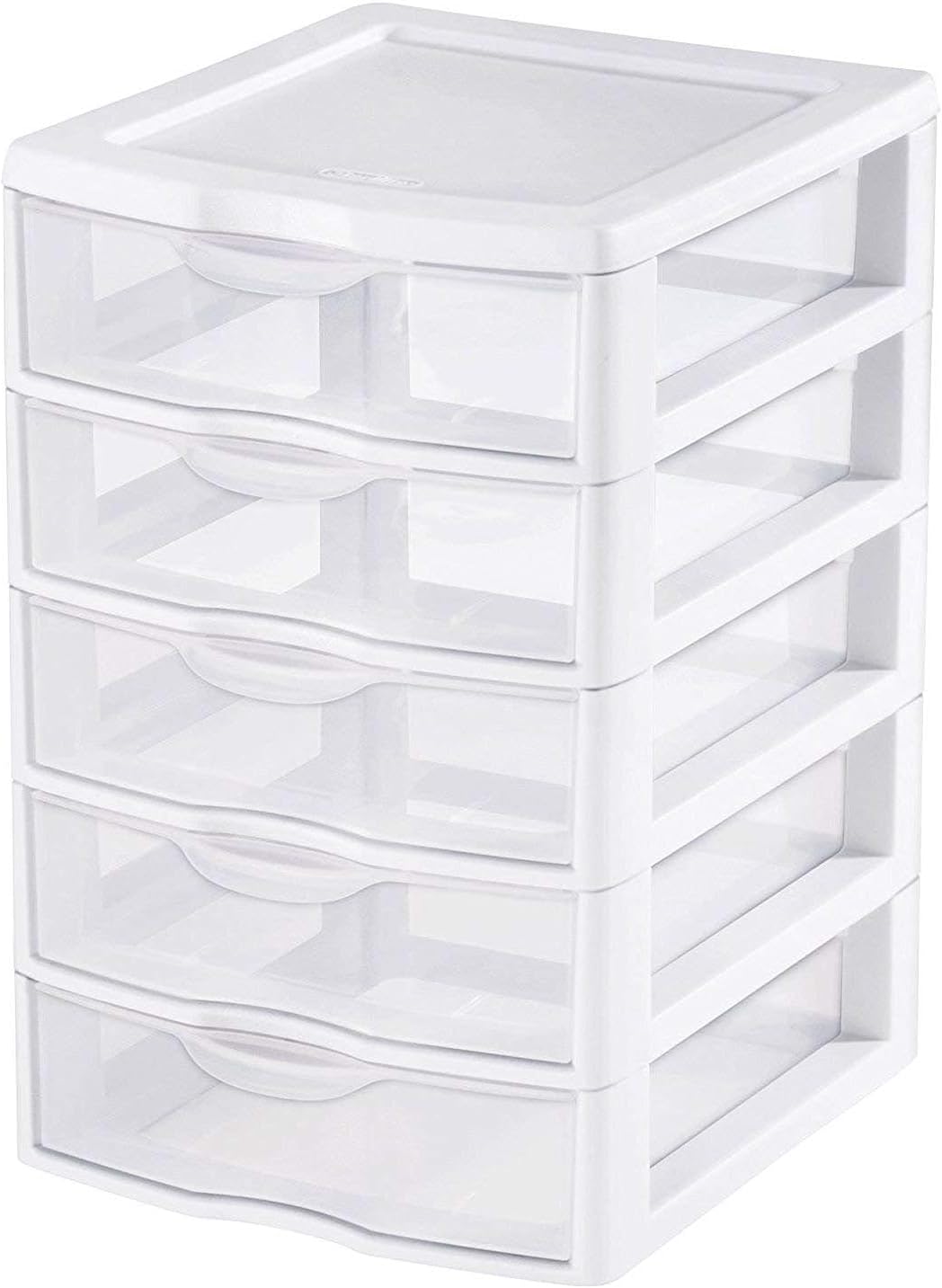 1 New Sterilite 20758004 Clearview Small 5 Drawer Desktop Storage Unit White