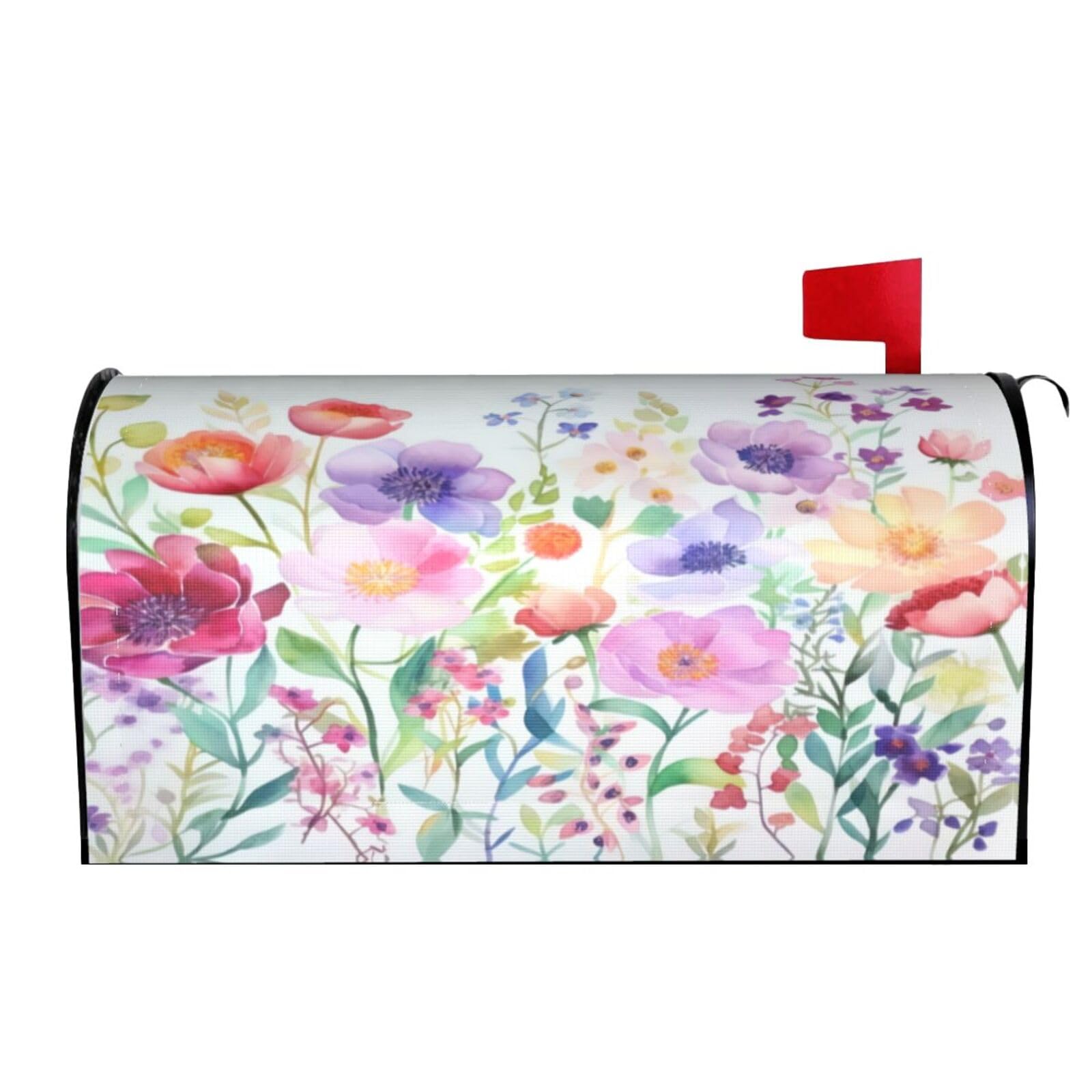 Flowers Watercolor 01 Mailbox Covers Magnetic Wraps Post Letter Box Cover Garden Home Decor