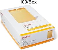 Vista 4 de Staples 9 x 12 Kraft Clasp & Moistenable Envelopes, Brown Manila, Heavyweight Document Mailers with Metal Clasp, 100/Box