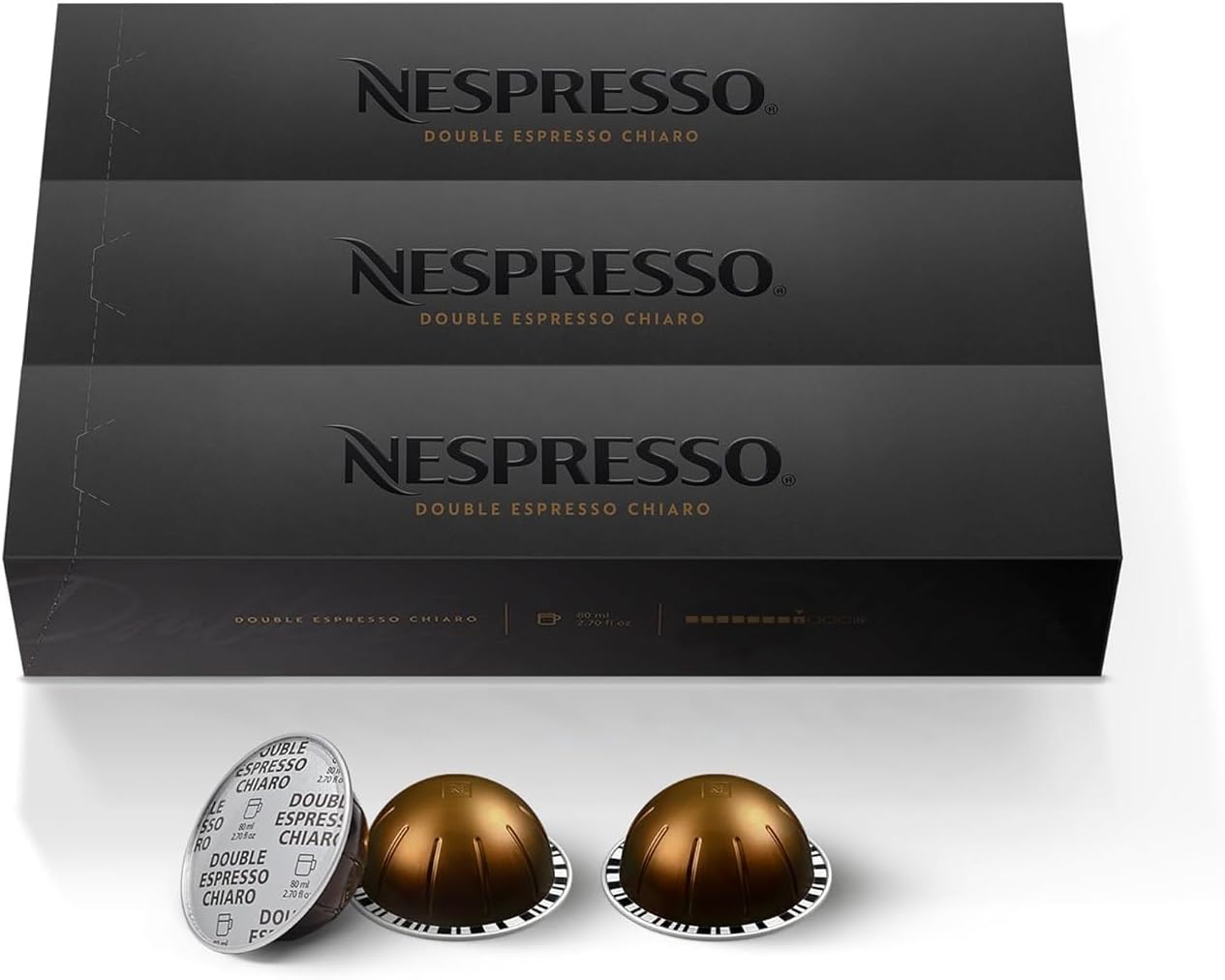 Capsules Vertuo, Double Espresso Chiaro, Medium Roast Espresso Coffee, 30-Count Coffee Pods, Brews 2.7oz
