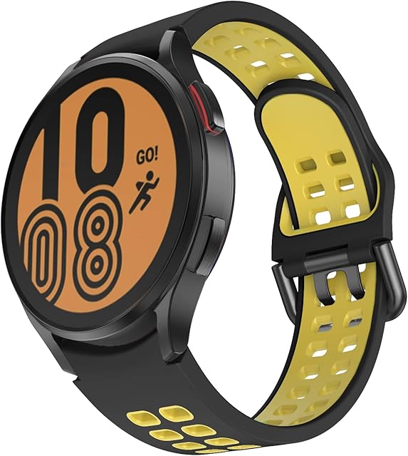 OVERSTEP Compatible for Samsung Galaxy Watch 4 Strap 40mm 44mm/Galaxy Watch 4 Classic Strap 42mm 46mm, 20mm Soft Silicone Watch Band Bracelet Sports Strap for Women Men