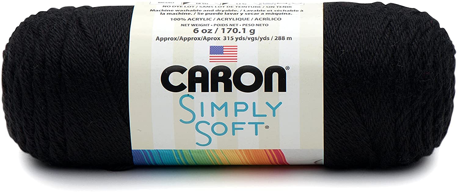 Caron Simply Soft Acrylic Aran Knitting Wool Yarn 170g - 9727 Black