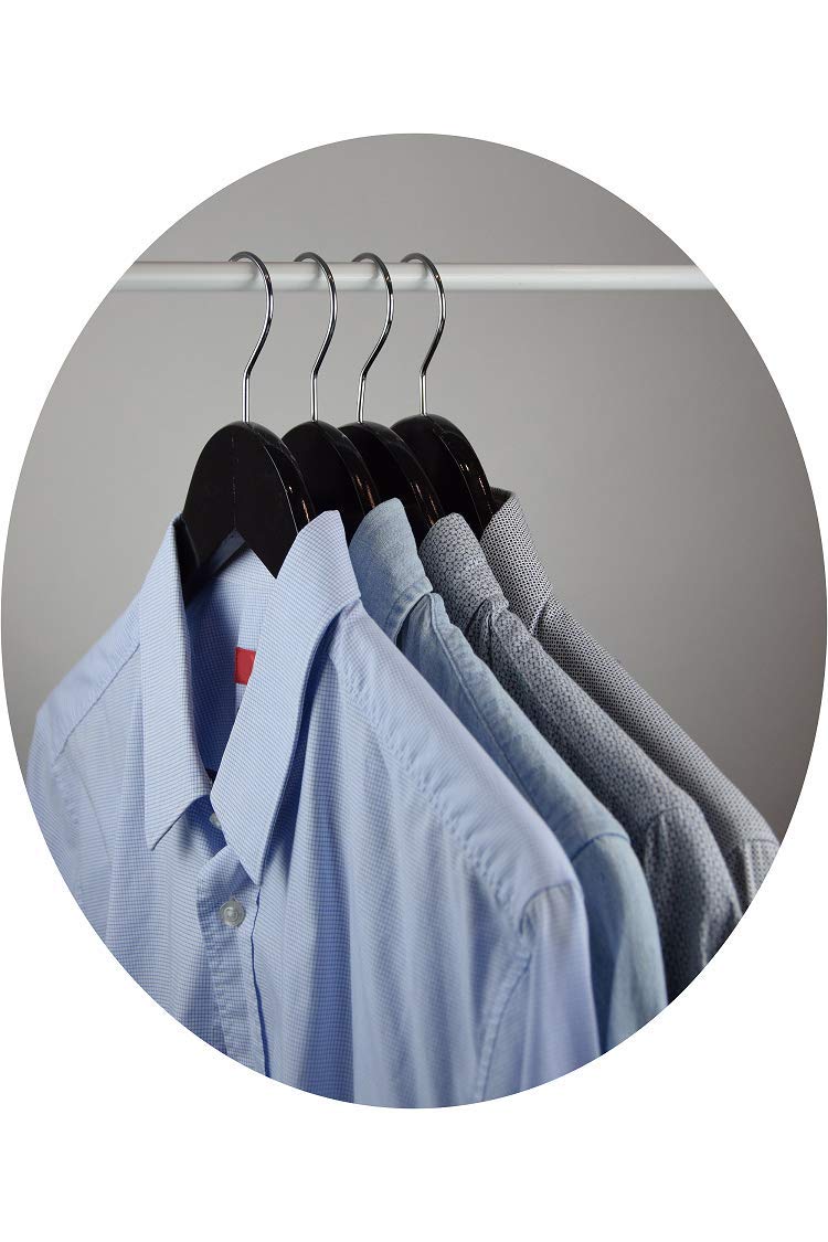 Perchas de madera (50 unidades, 38 cm, gancho giratorio de 360 °, para ropa, chaquetas, trajes, pantalones, disponibles de 10 a 50 piezas