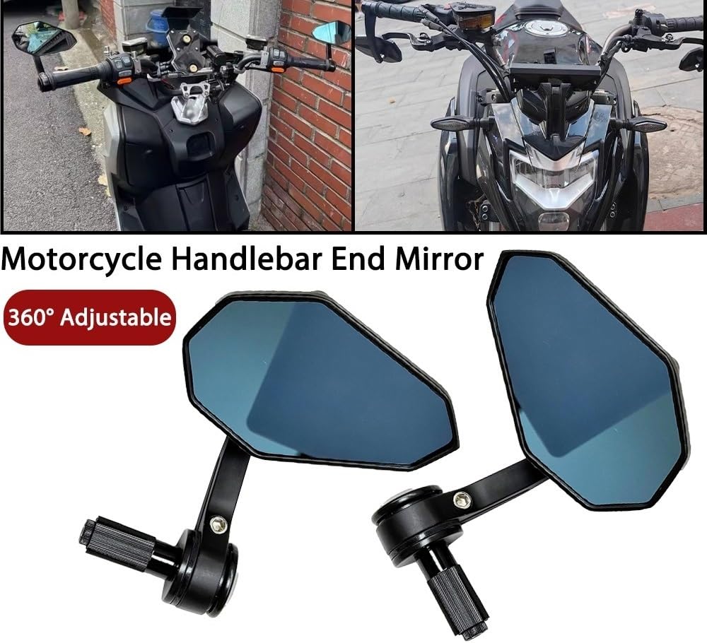Moto Lusterko końcówkowe kierownicy Motocyklowa k Pasuje Do Yamaha MT-07 MT-09 Koniec Kierownicy Motocykla Lusterko Wsteczne Boczne Regulowane 360 ​​°