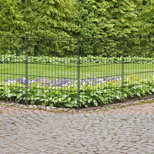 INJOPEXI Decorative Garden Fence 6 Panels 13ft(L)×36in(H) Garden Fences with 6 Panels Rustproof Metal Wire No Dig Temporary Animal Barrier Fencing Outdoor Dog Fence for Yard Patio - Without Gate