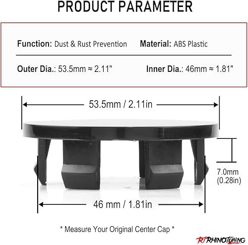Miniatura 9 de RTRHINOTUNING Tapones centrales de rueda de 2.126 in compatibles con G5 2005-2010, paquete de 4 unidades de 2.11 pulgadas  1.81 pulgadas (1.811 in)