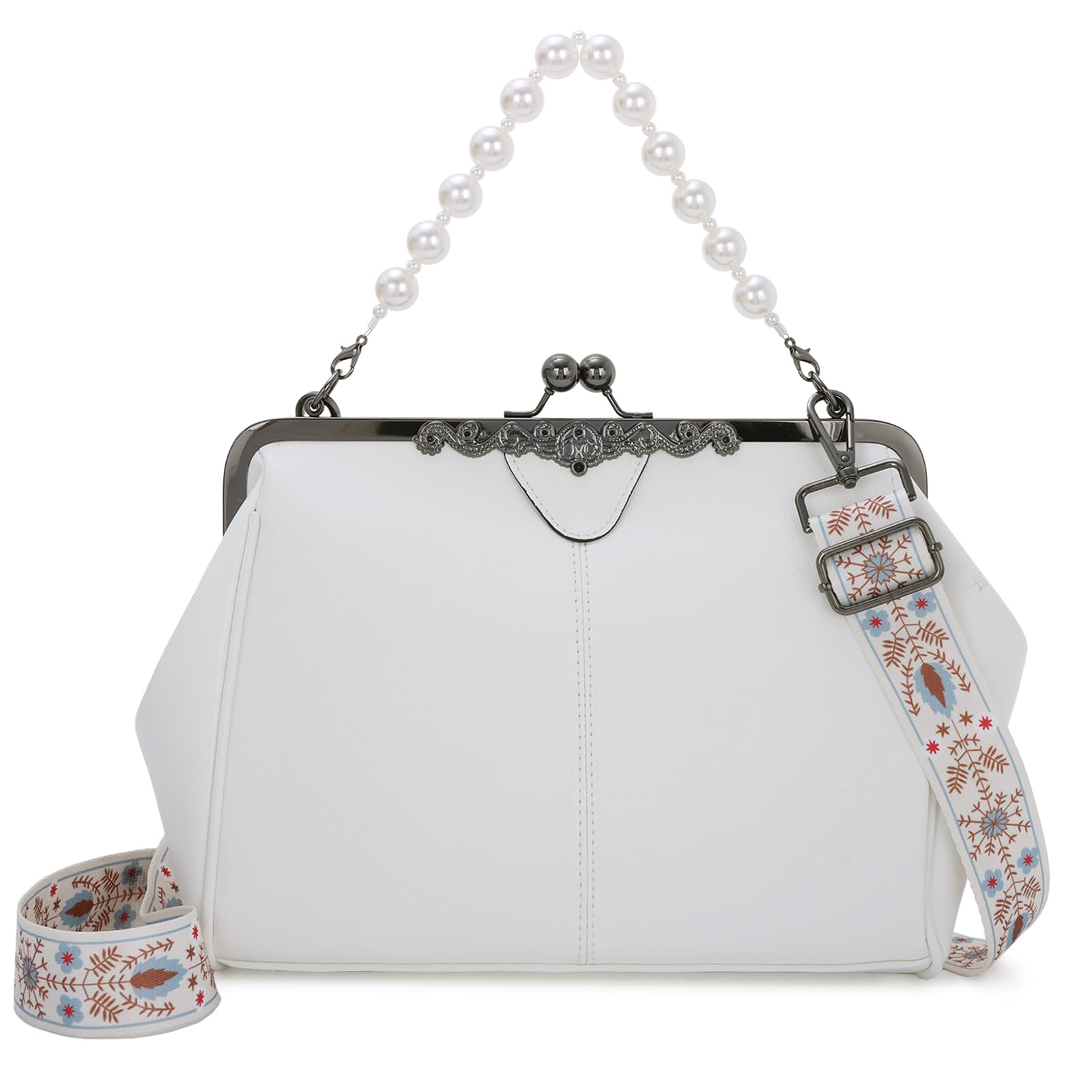 EVEOUT Vintage Damen Handtasche mit Kiss Lock,Kunstleder Umh
