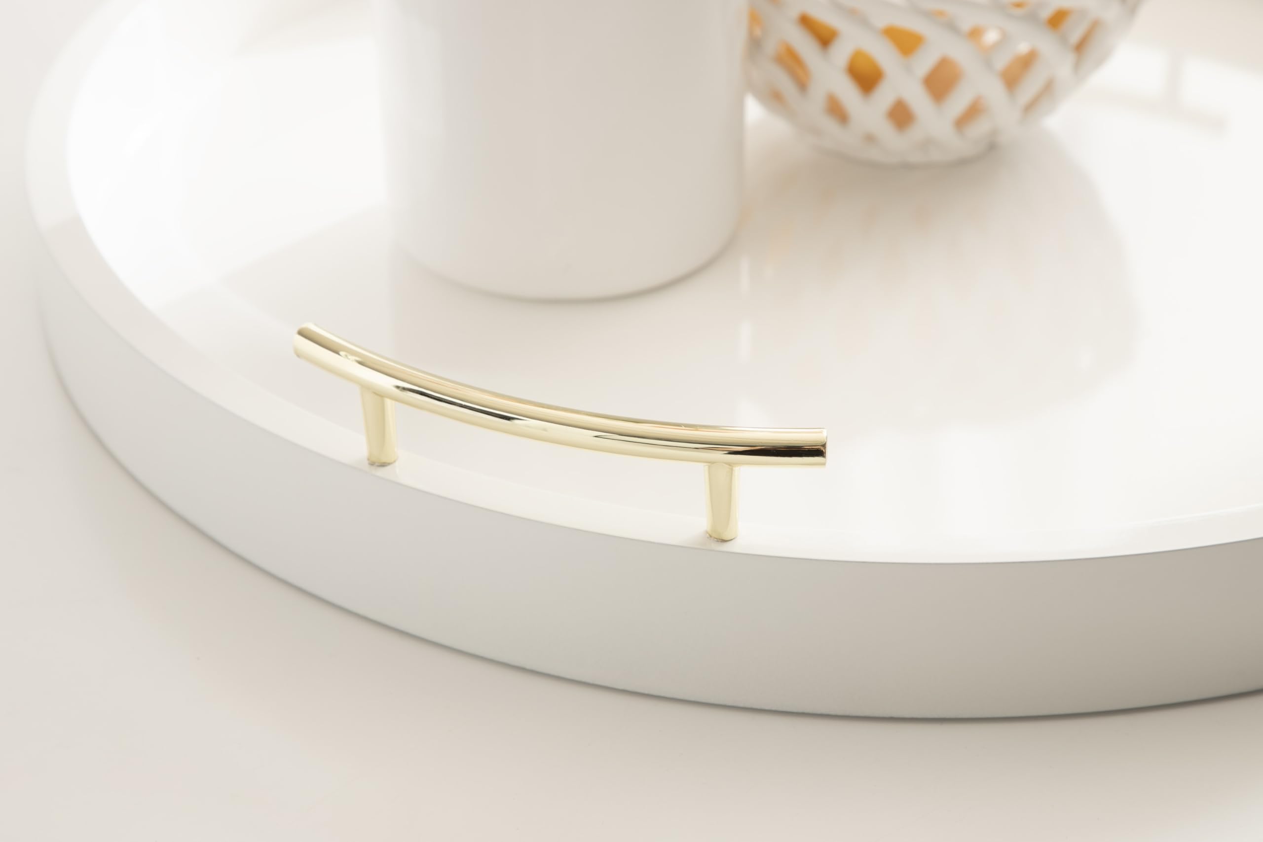 Kate And Laurel Lipton - Vassoio rotondo moderno ottomano, diametro 56 cm, bianco e oro, vassoio decorativo per tavolino da caffè o vassoio grande