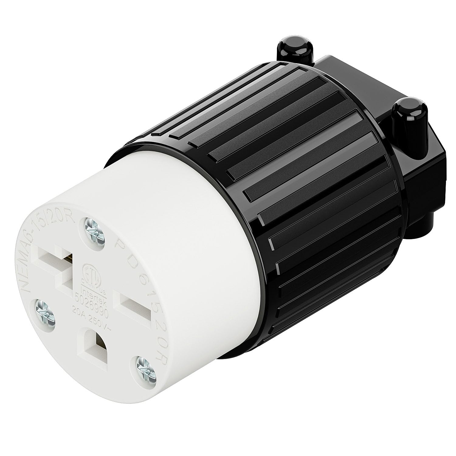 USA 3-Prong Male AC Plug, ETL Nema 6-20R 3 Pole Straight Blade DIY Rewirable AC Socket, 20A 250V USA 3Pin Connector, NEMA 6-15R 15A/250V Female US 3Pole Power Receptacle, Black and White