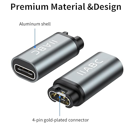 Miniatura 6 de Adaptador de carga para reloj Garmin, adaptador de cargador IIABC tipo C, paquete de 2 unidades compatible con Garmin Fenix 6 6S 6X Pro, Fenix 5 5S
