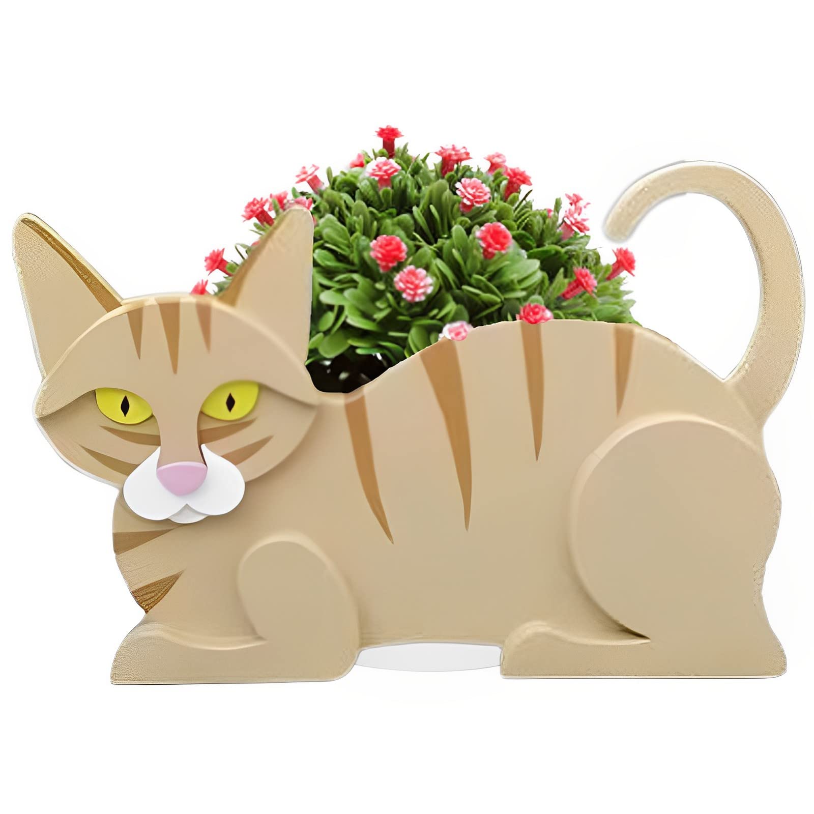 strolfay Cat Flower Planter Gifts for Women,Cute PVC Cat Planters,Flower Pots Indoor Outdoor,Garden Planter for Birthday,Office,Pet Lovers 12.5 * 5.6 * 7.8in(Yellow Cat)