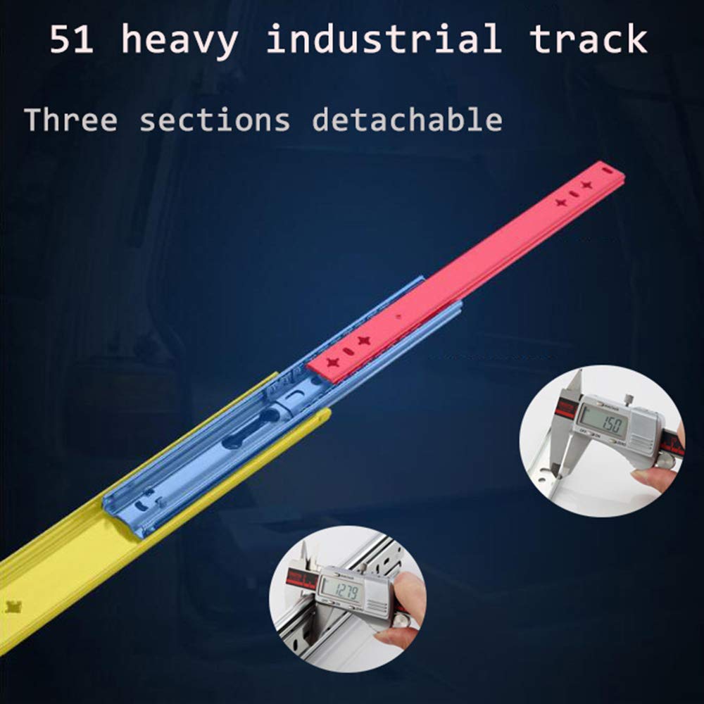 SWAYVES Guida per Cassetti Push To Open, Guida per Cassetti ad Estrazione Totale, Guida Industriale Larga 51 Mm, Guide per Cassetti per Carichi Pesanti in Acciaio Laminato Ado/Sier/30In/750Mm