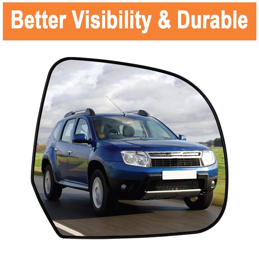SENZEAL Vetro a specchio sostituzione per Nissan Micra K13 2010-2017 Leaf 2010-2012 Dacia Duster 2010-2013 Lodgy Dokker 2012-2021 Specchio Esterno Riscaldabile Adatto Lente di Retromarcia(Destro)