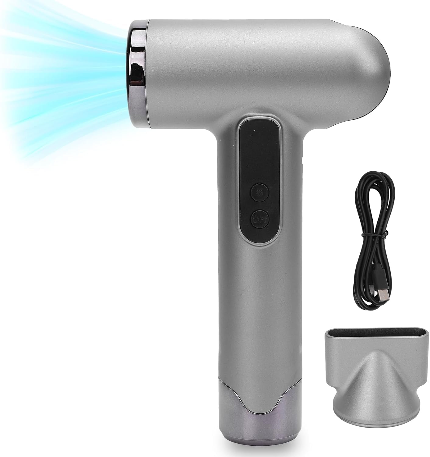 Secador de pelo inalámbrico para mujeres y hombres, secador de pelo de viaje recargable por USB, silencioso, portátil, con boquilla, 100.000 rpm, 200 W, equipo de peinado para dormitorio, viajes