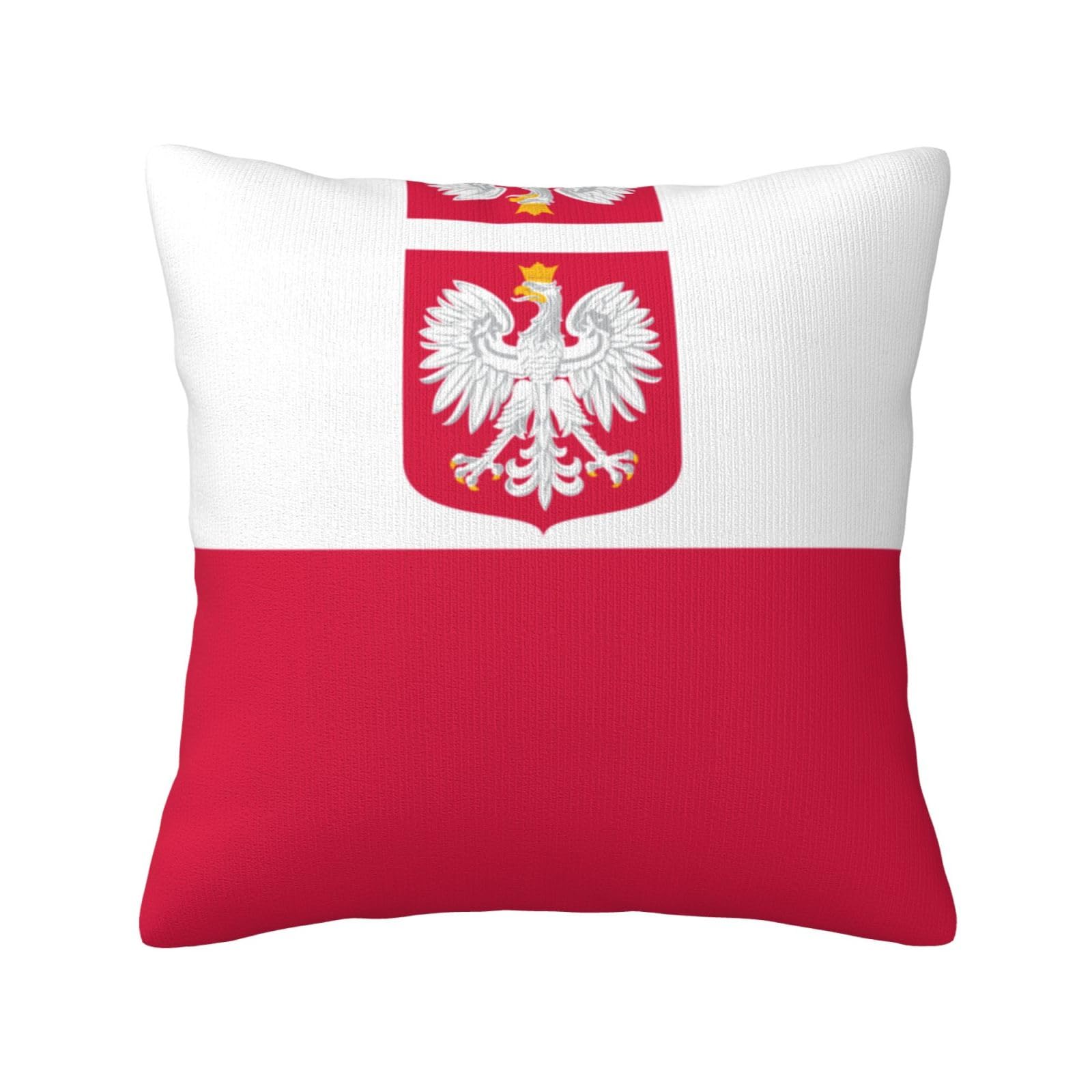 Flag of Poland Print Decorative Throw Pillow Covers for Sofa, Outdoor and World Cup Celebrations