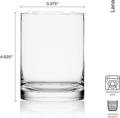 Miniatura 3 de Mikasa Lana Whiskey Rocks - Juego de 4 vasos dobles Old Fashion, 17 onzas, transparentes