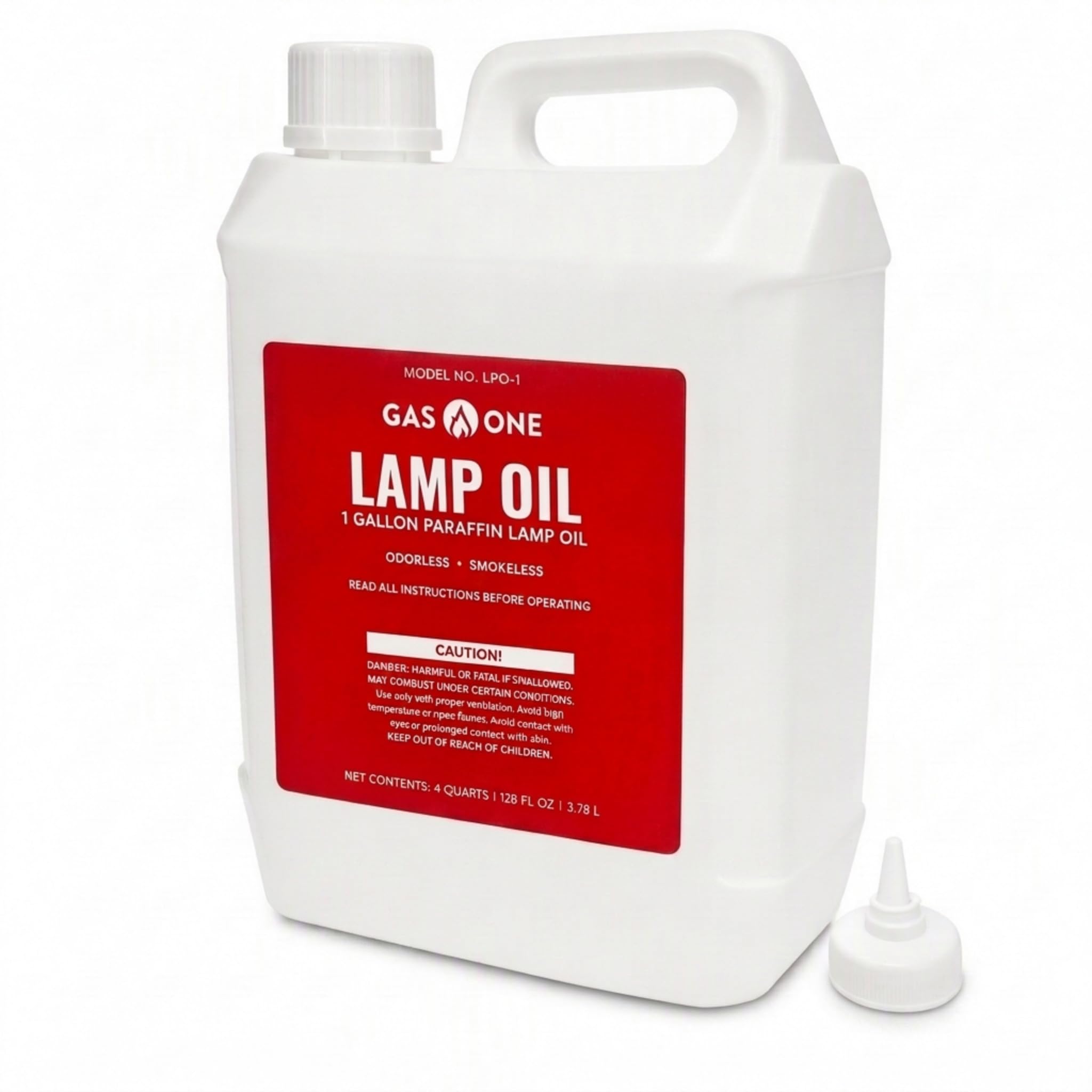GasOne Liquid Paraffin Lamp Oil – 1 Gallon (128oz) Clear – Odorless, Smokeless Indoor Outdoor Fuel for Lanterns, Lamps, and Torches – Safe Packaging